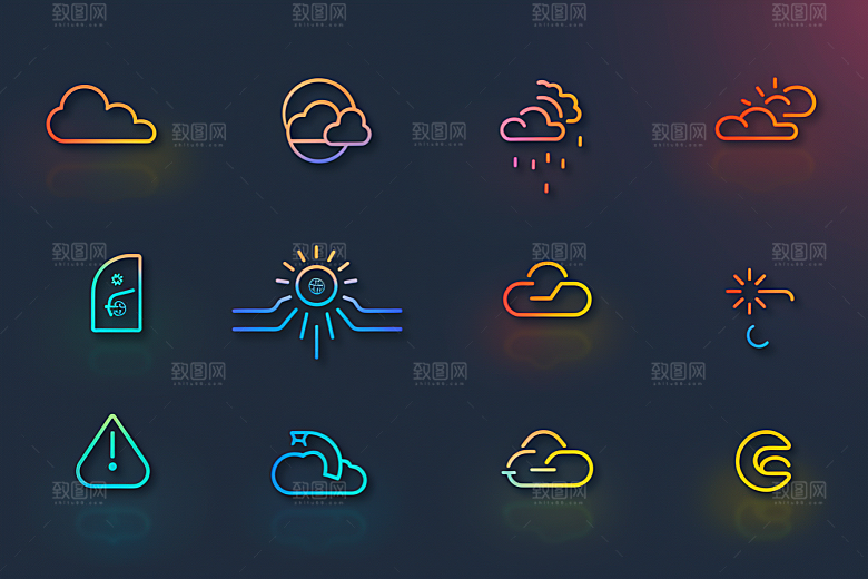 天气图标彩色图形素材