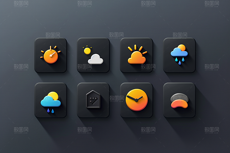 天气图标质感天气预报素材