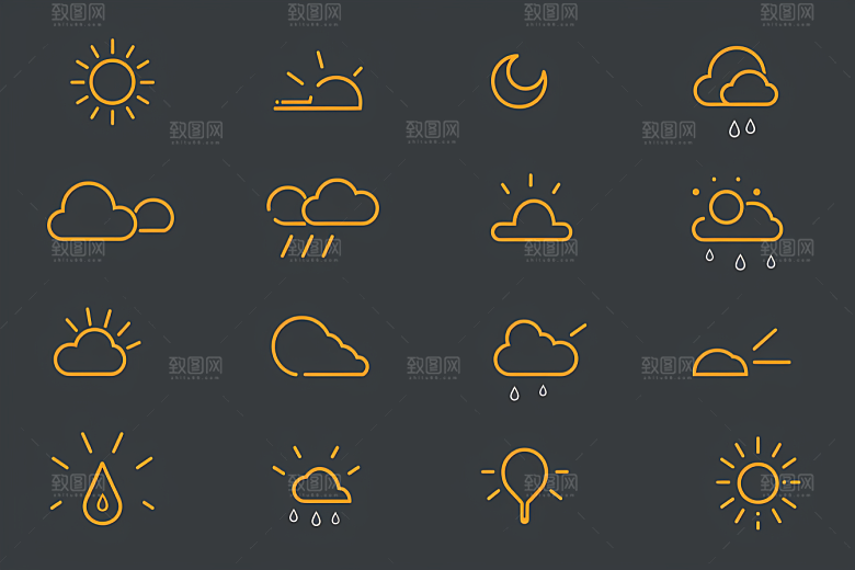 天气图标天气预报彩色素材