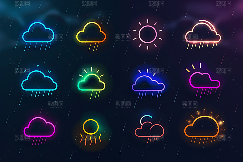 天气图标简约质感素材