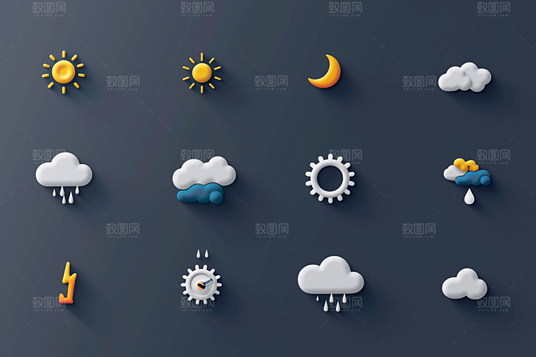 天气图标界面彩色素材