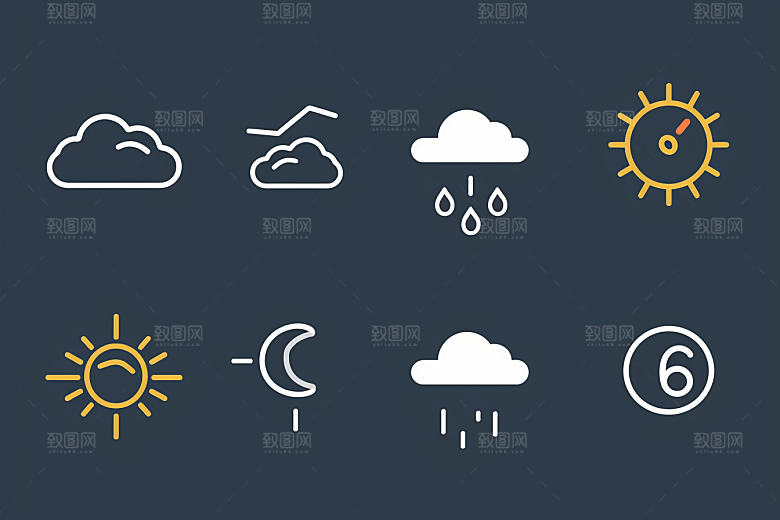 天气图标质感天气预报素材