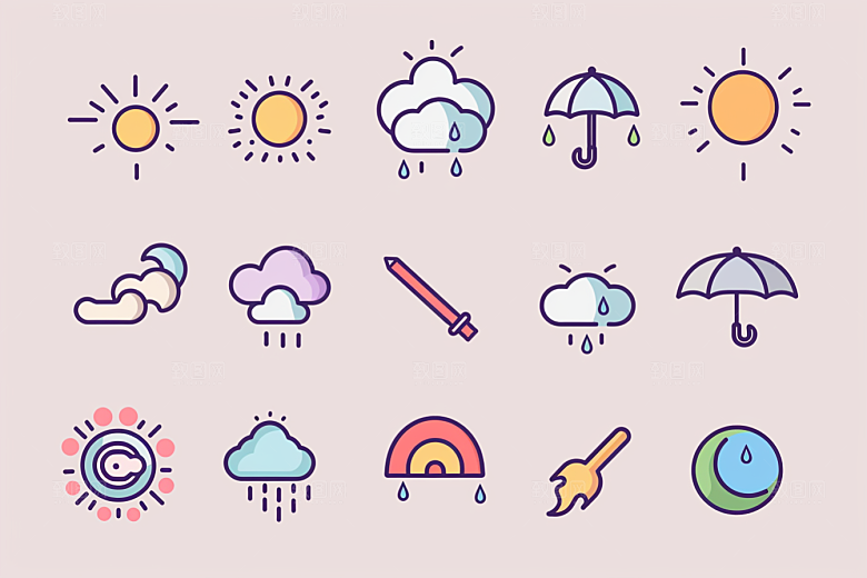 天气图标简约晴雨表素材