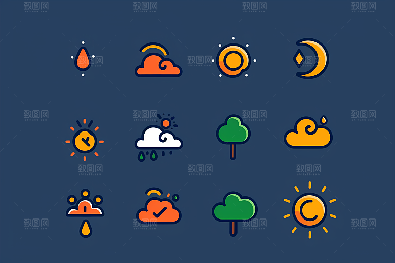 天气图标简约天气预报素材