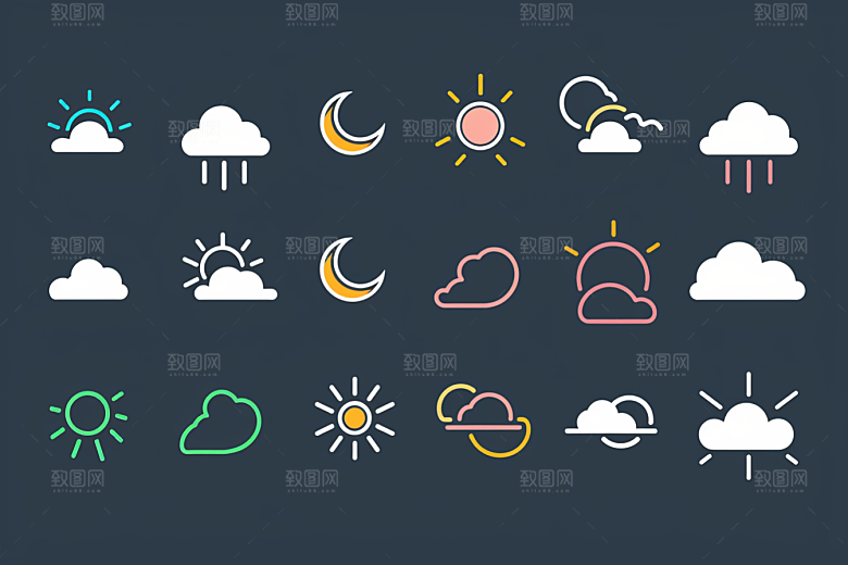 天气图标UI质感素材