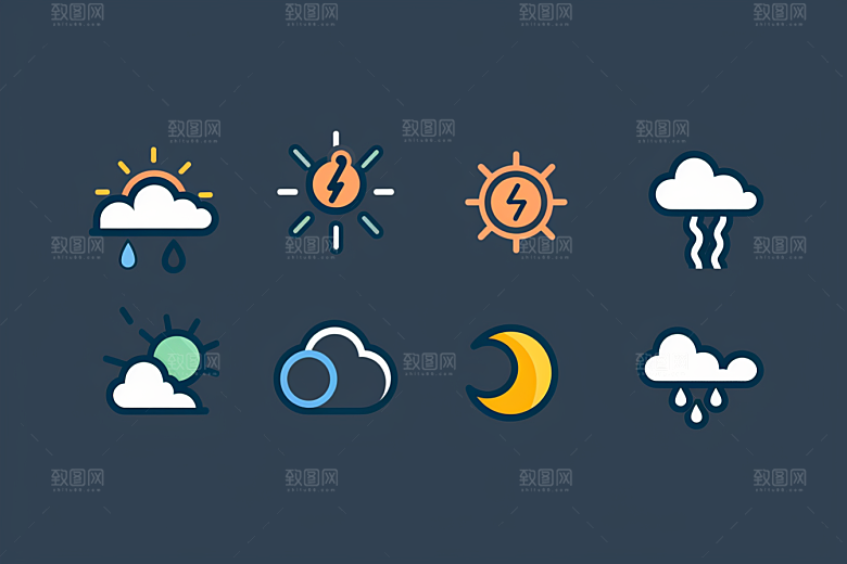天气图标设计感彩色素材