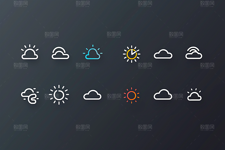 天气图标晴雨表图形素材