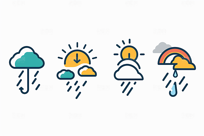 天气图标彩色晴雨表素材