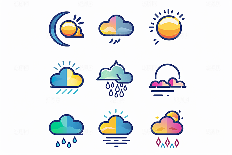 天气图标简约天气预报素材
