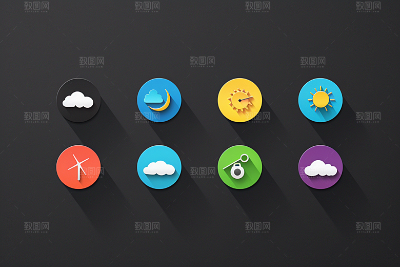 天气图标质感彩色素材
