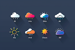 天气图标彩色天气预报素材