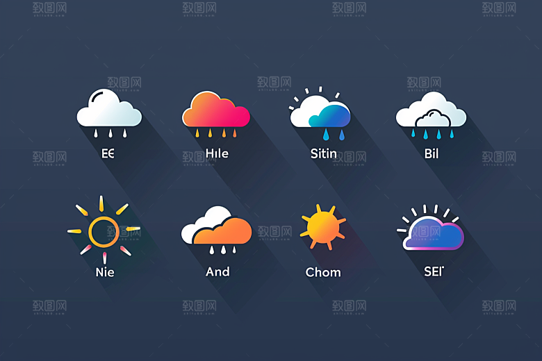 天气图标彩色天气预报素材