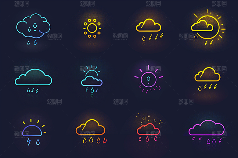 天气图标质感图形素材