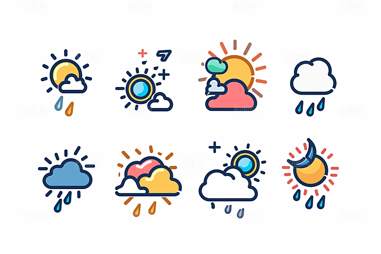 天气图标天气预报图形素材