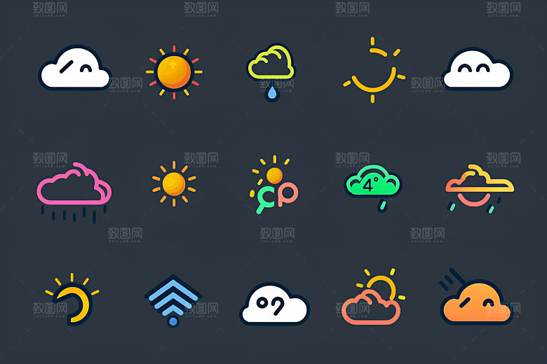 天气图标质感图形素材