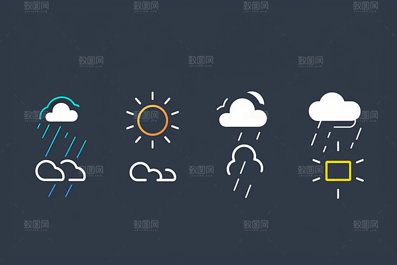 天气图标晴雨表彩色素材