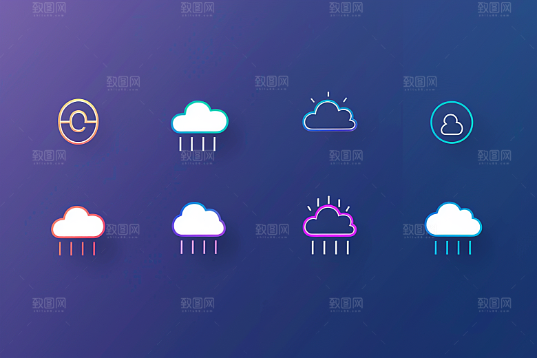 天气图标彩色简约素材