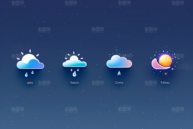 天气图标彩色界面素材