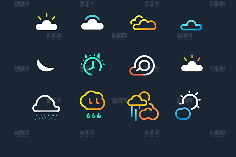 天气图标简约图形素材