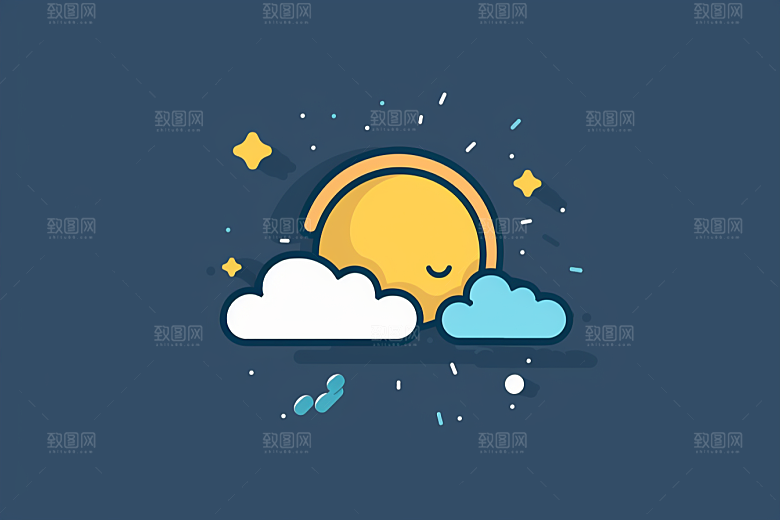 天气图标天气预报彩色素材