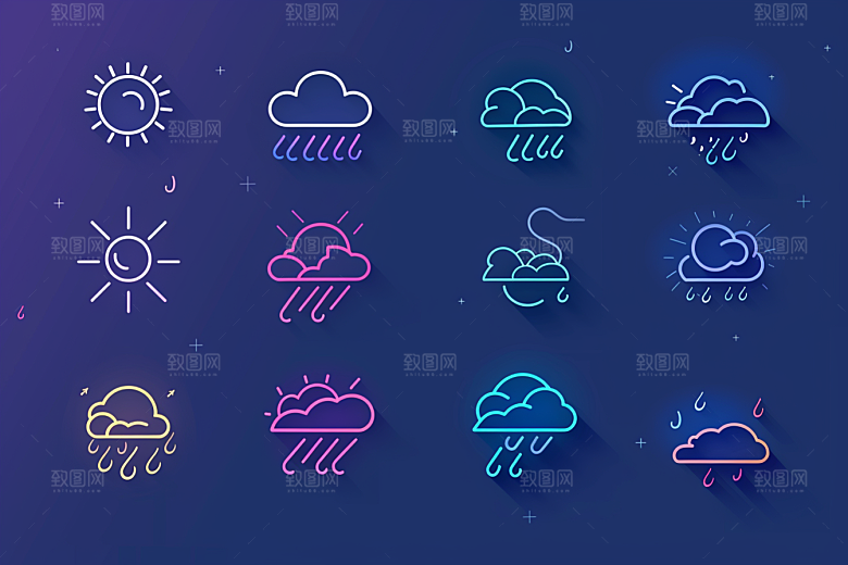 天气图标简约天气预报素材