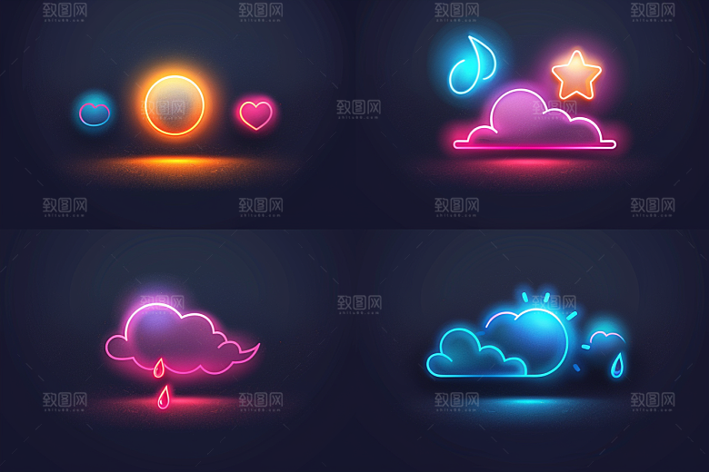 天气图标彩色设计感素材