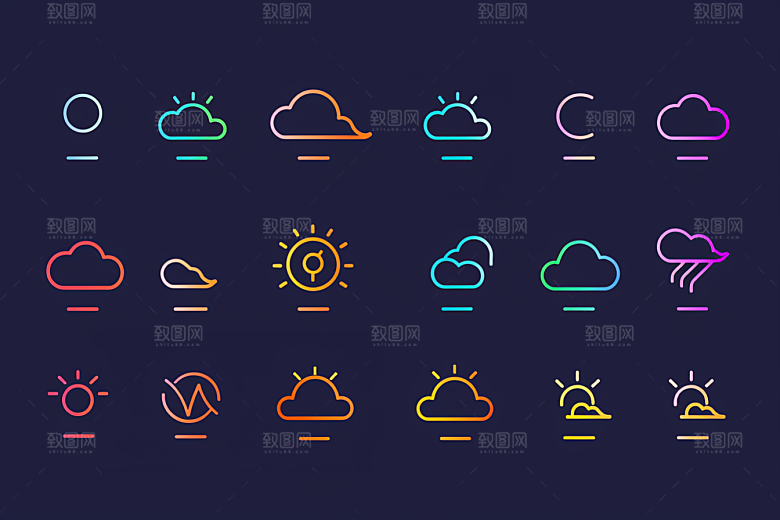 天气图标UI天气预报素材
