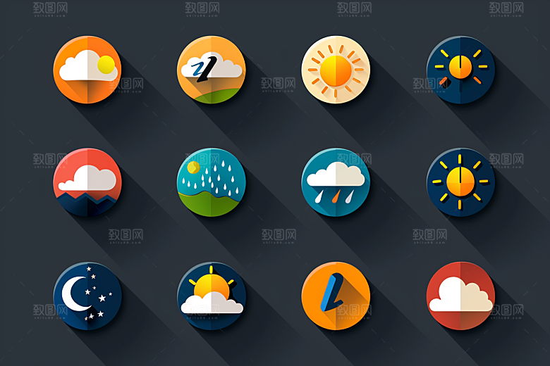 天气图标简约彩色素材