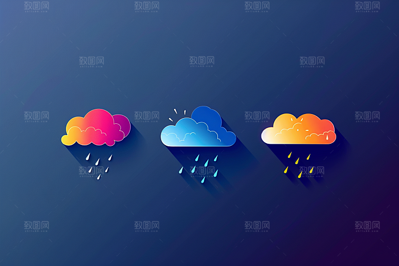 天气图标彩色界面素材