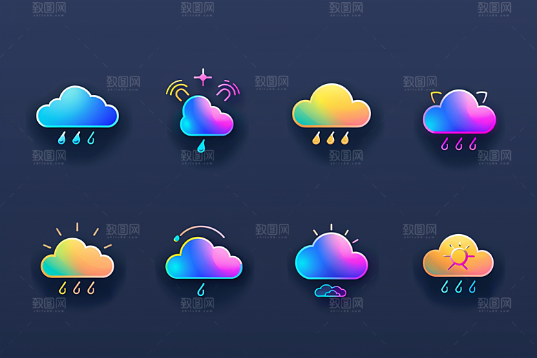 天气图标彩色质感素材