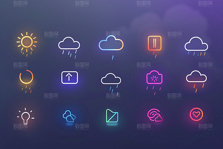天气图标彩色图形素材