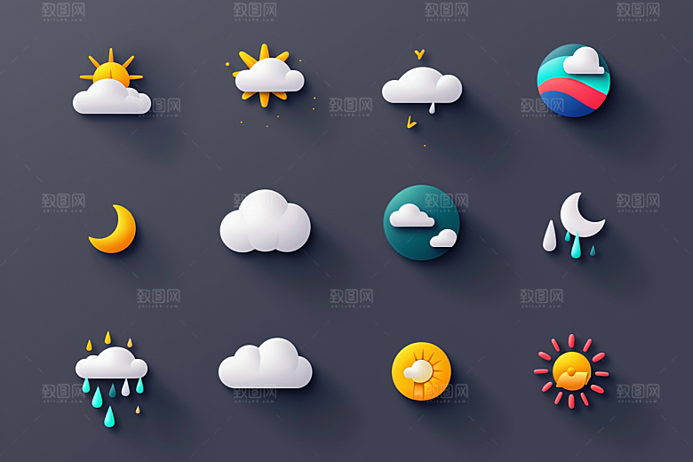 天气图标图形彩色素材