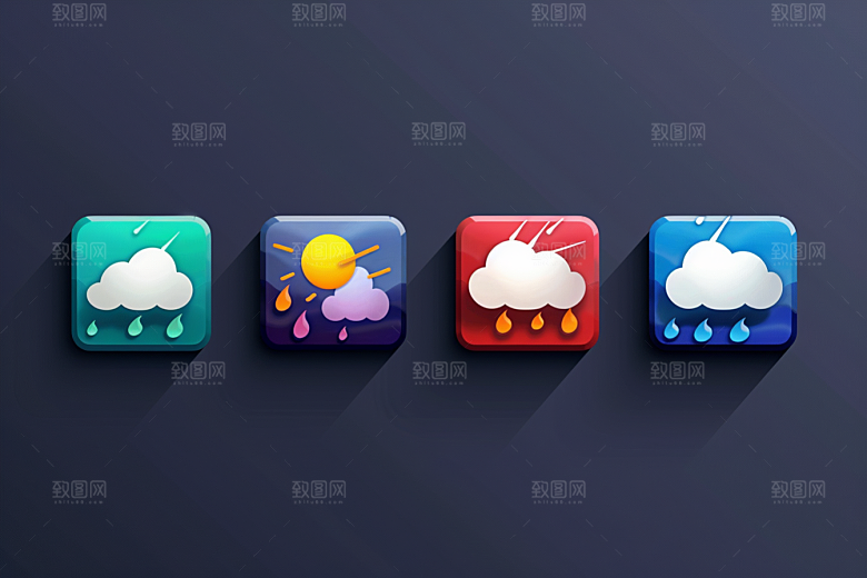 天气图标质感天气预报素材