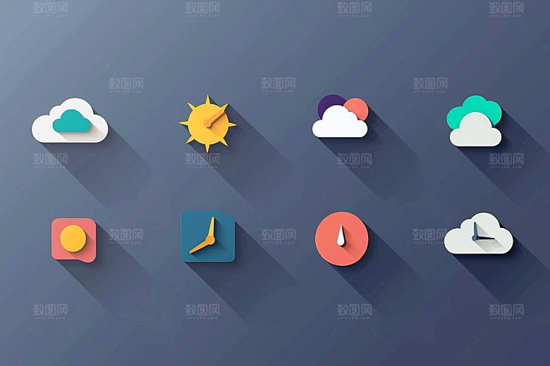 天气图标彩色界面素材