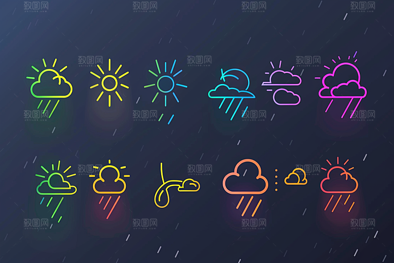 天气图标天气预报设计感素材