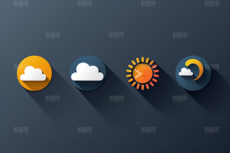 天气图标天气预报质感素材