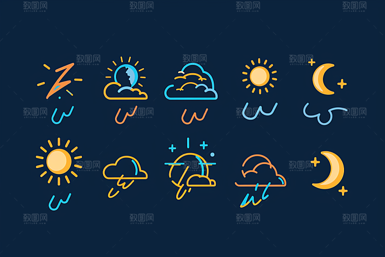 天气图标天气预报高清素材