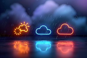 天气图标晴雨表彩色素材