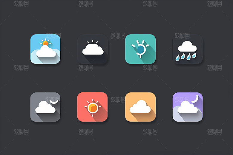 天气图标质感简约素材