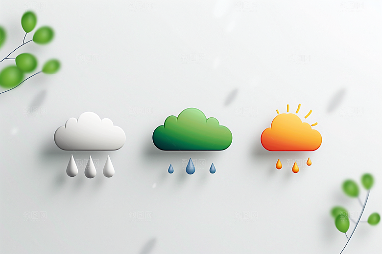 天气图标晴雨表彩色素材