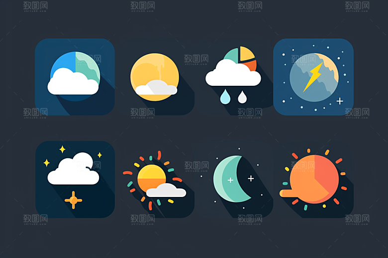 天气图标天气预报设计感素材