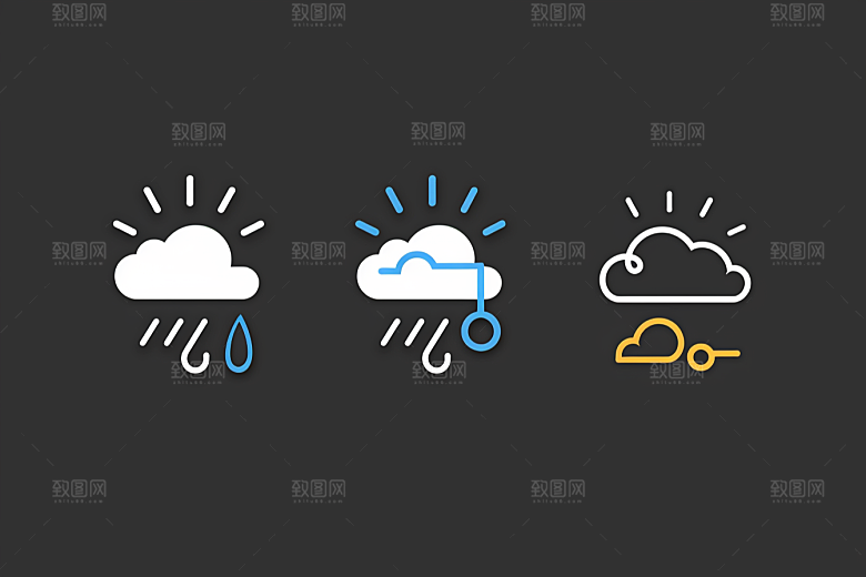 天气图标简约质感素材