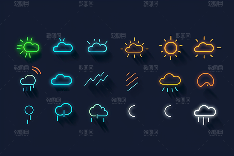 天气图标简约界面素材