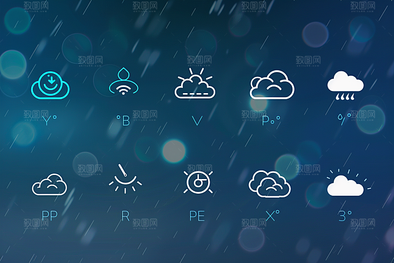 天气图标彩色UI素材