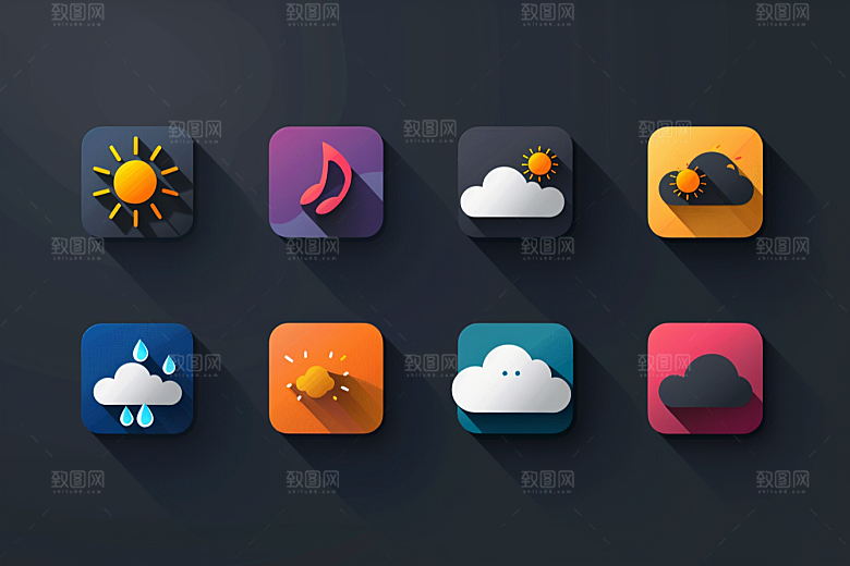 天气图标界面彩色素材