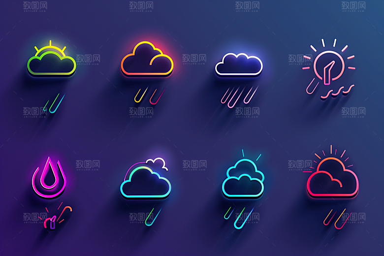 天气图标简约质感素材
