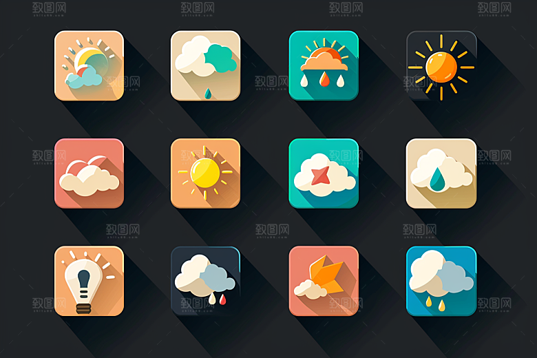 天气图标简约彩色素材
