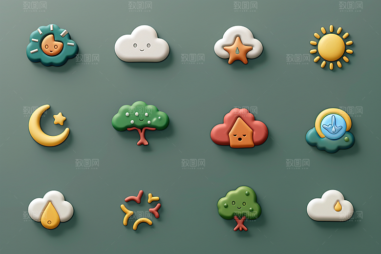 天气图标UI简约素材