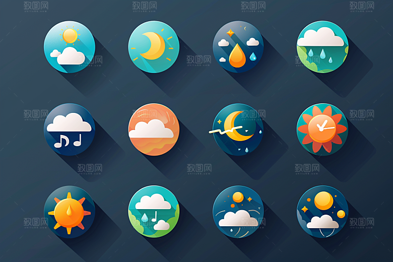 天气图标简约质感素材