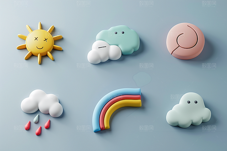 天气图标晴雨表质感素材
